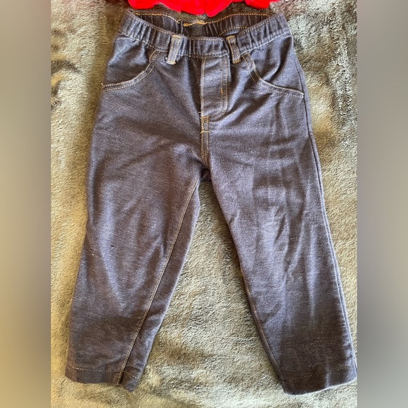 Bundle of3:red top+navy leggings+white headband(has a stain as pictured)size 18M - Picture 5 of 8